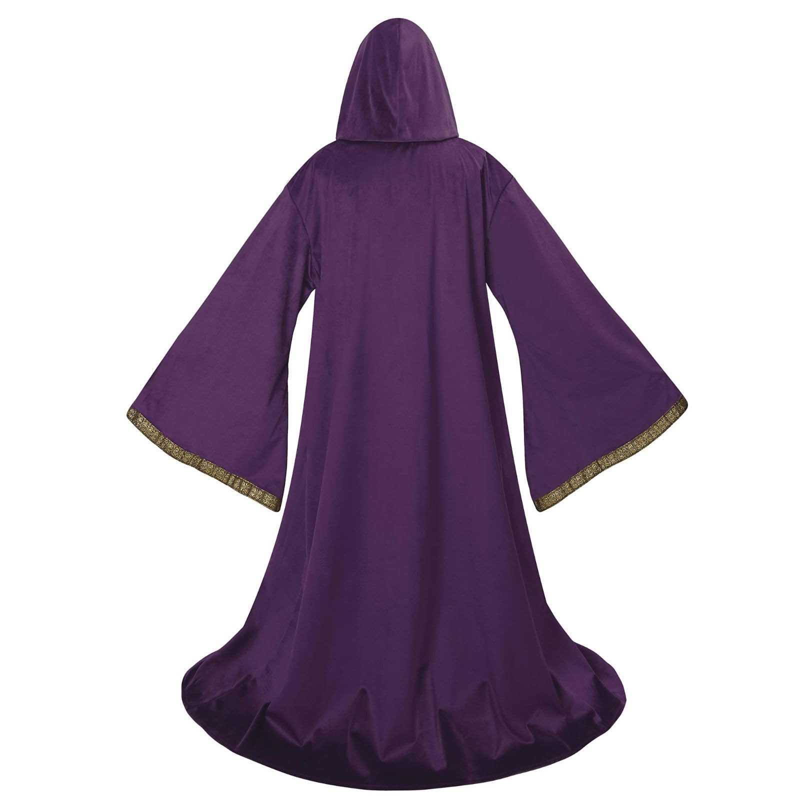 RRCBMD Wizard Cape Hooded Wizard Robe Men Cloak with Sleeves Robe Costume Wizard Outfit Wizard Robes Adult Men (Purple-150CM) - Image 2
