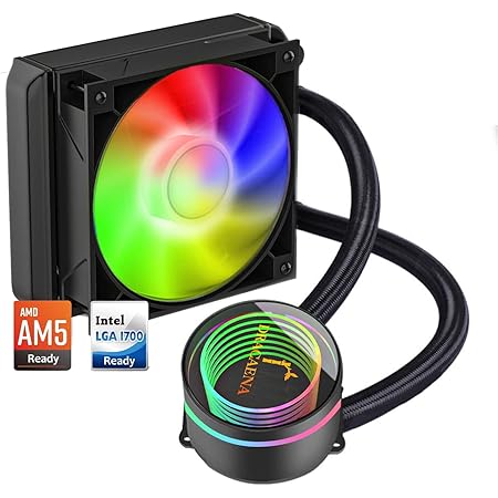 Dracaena 120mm AIO CPU Cooler, 120mm Radiator, Leakproof Technology,High Flow Pump,RGB Liquid Cooling System for AMD Ryzen/Intel LGA 1700*/1200/115X for Desktop