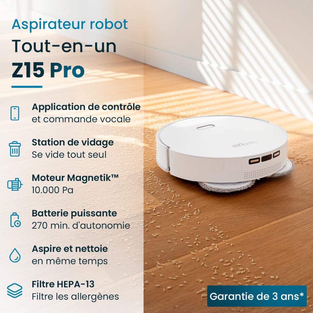 Z15 Pro robot odkurzający z bazą spustową eziclean® All In One Z15 Pro