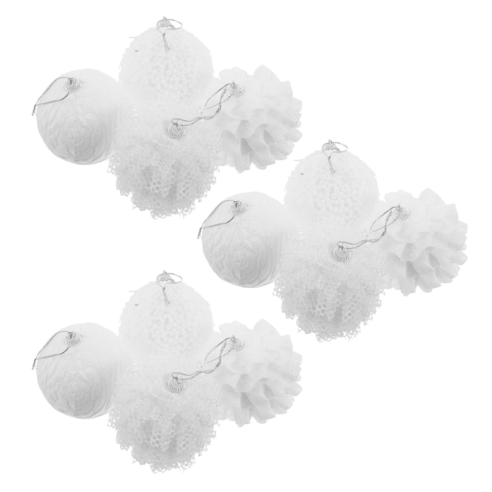 Boules de Noël incassables blanches ornement dentelle raffinement et elegance pour grand sapin