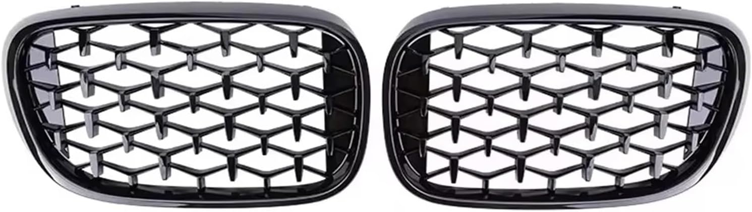 Front Bumper Grille Chrome Diamonds Style Double Slat Upper Grills Front Racing Grilles For BMW 7 Series G11 G12 2015-2019 740i 750i Front Kidney Grill(Diamond-Glossy Black)