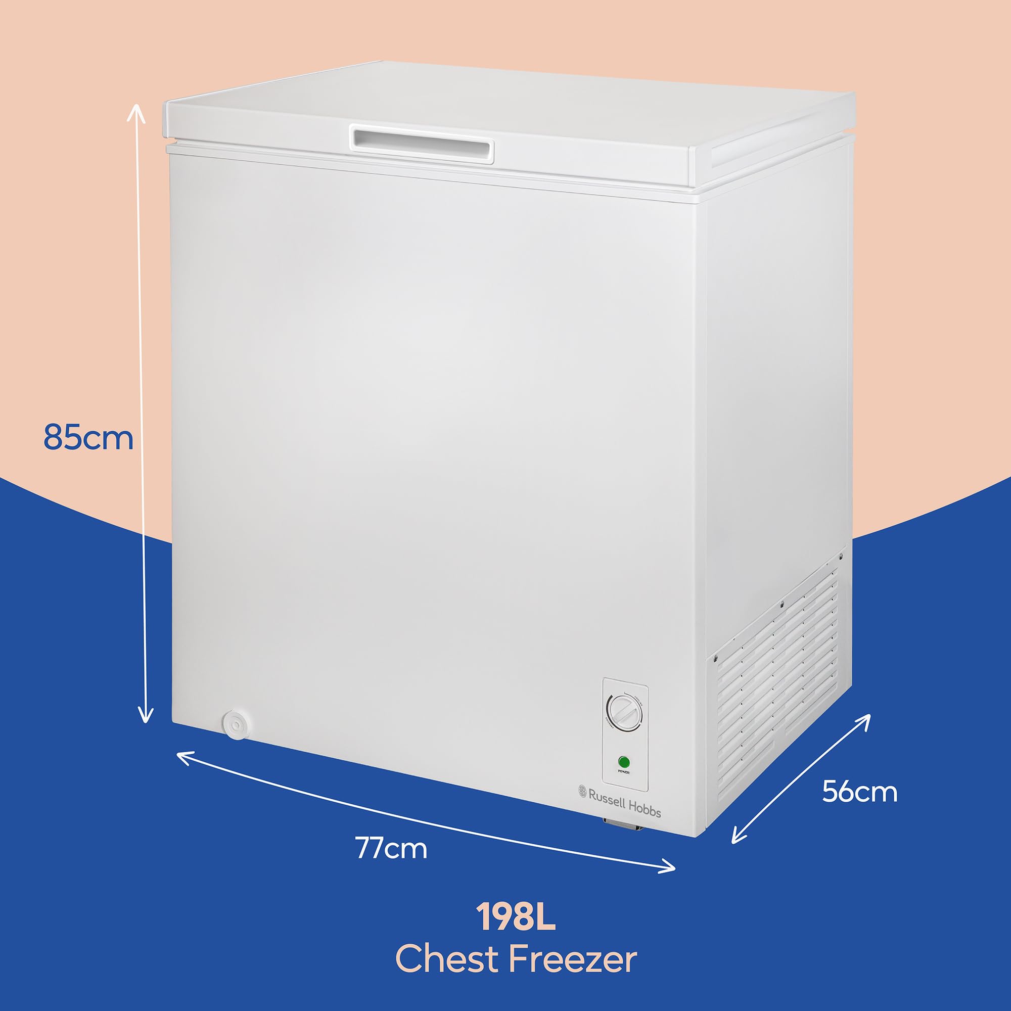 Russell Hobbs White Chest Freezer 198L Freestanding with 5 Year Warranty, Adjustable Thermostat, Chill or Freeze Function, 4 Star Freezer Rating & Suitable for Outbuildings & Garages RH198CF0E1W - 2