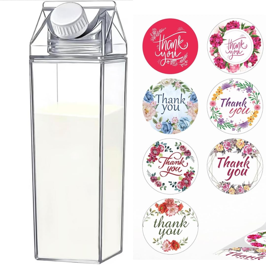 ACROWN Milk Carton Water Bottle - Clear Square Milk Bottles BPA Free Portable Water Bottle with Outdoor Sports Travel Camping Activities (1) (B0DGGG7NNJ) Amazon Price History, Amazon Price Tracker