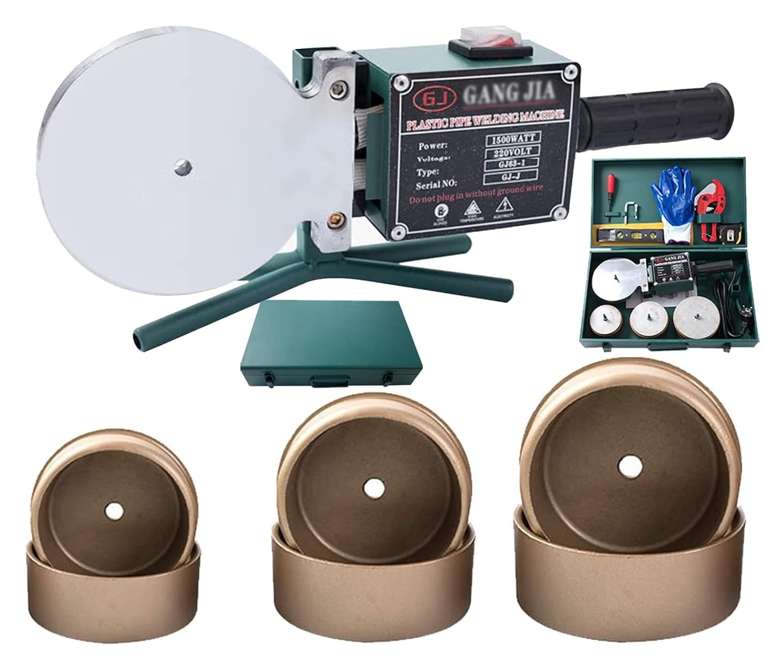 Saldatrice palmare per tubi, display digitale, 3 teste di matrice, scatola di ferro, forbici, per saldatura di tubi in PPR/PE/PP 75-110mm