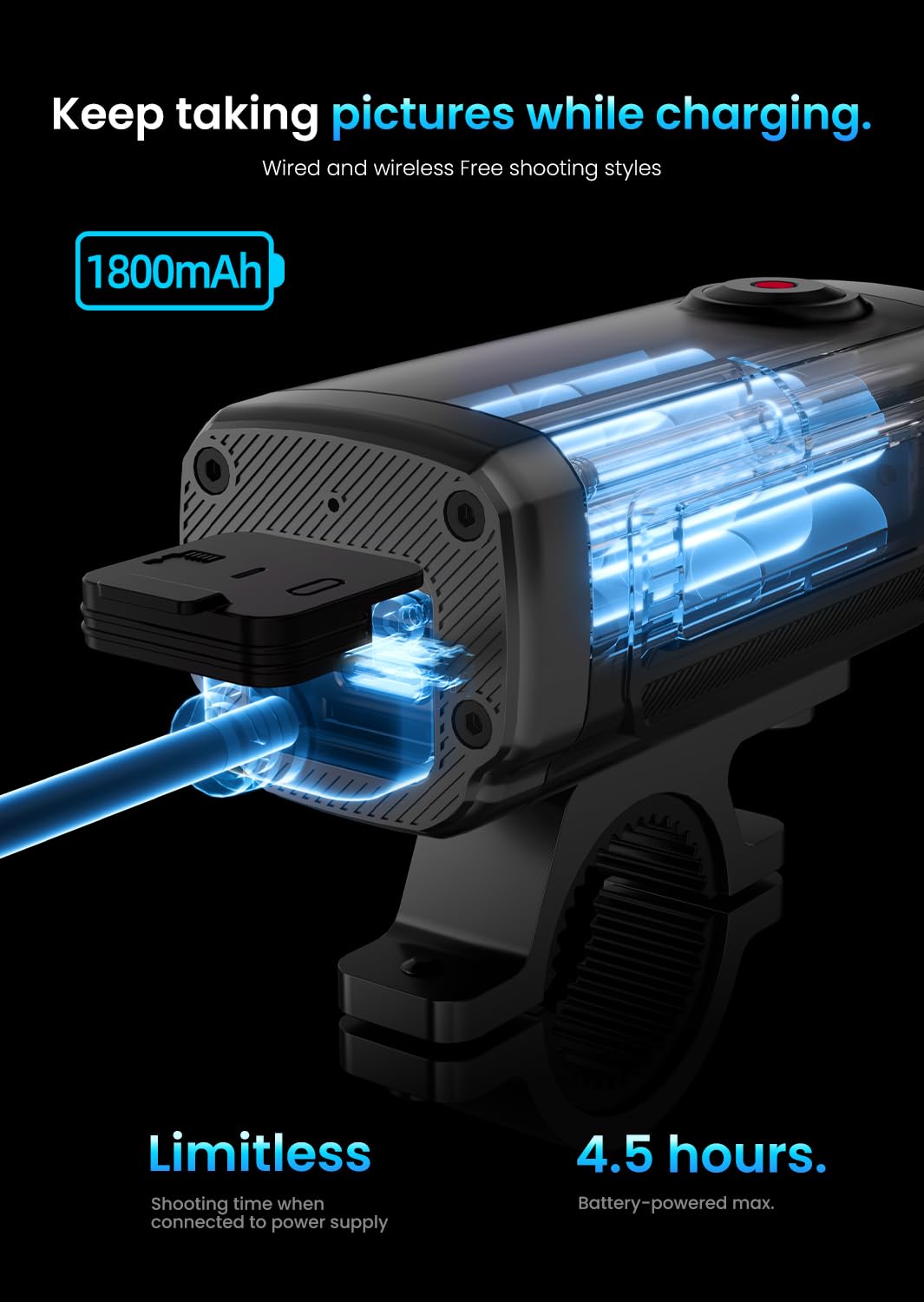 AKEEYO -710Pro EIS Kamera motocyklowa, 4K28FPS 20MP WiFi Kamera do Daszu na Motocykl, Kamera Kasku Motocyklowego IP66 Ultra HD Wodoodporna, 142° Szeroki Kąt Widzenia Nocna Wizja z Kartą 64GB, Czujnik