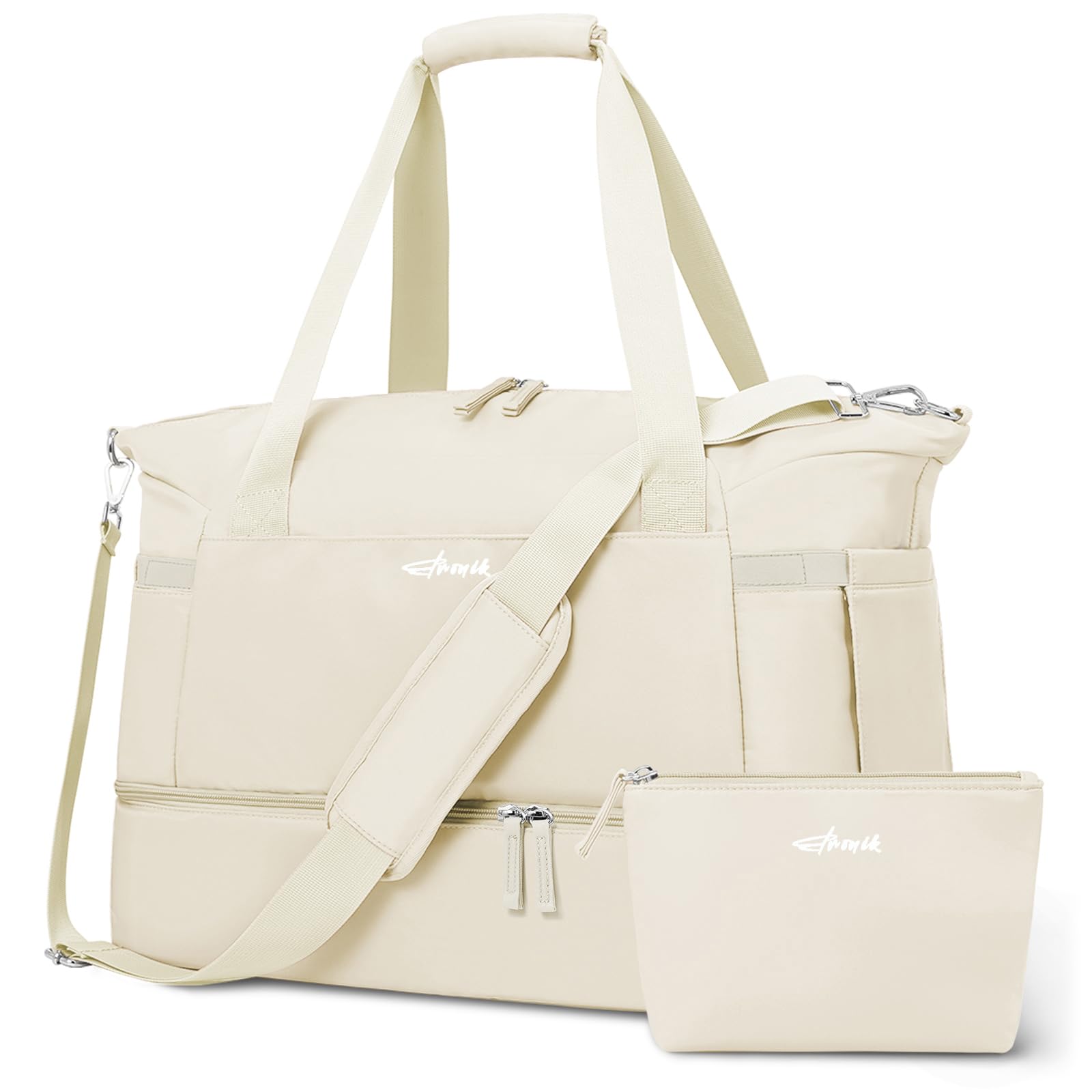 ETRONIK Gym Bag for Women, 45L Carry On Travel Duffel Bag with Shoes Compartment, Weekender Overnight Bag with Wet Pocket for Women, Travel, Gym,