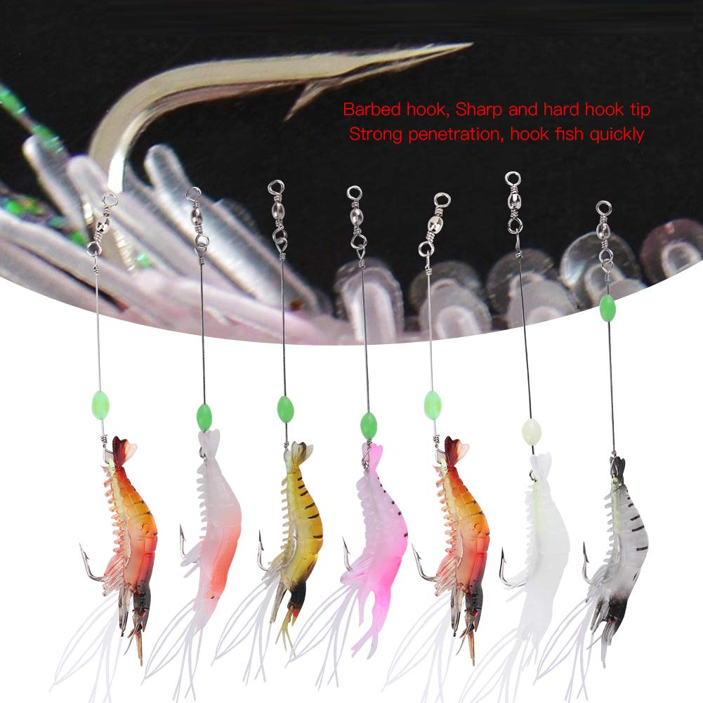 7-Piece Glow-in-the-Dark Shrimp Fishing Lure Set - Artificial Silicone Soft Baits With Hooks For Freshwater & Saltwater - View #10