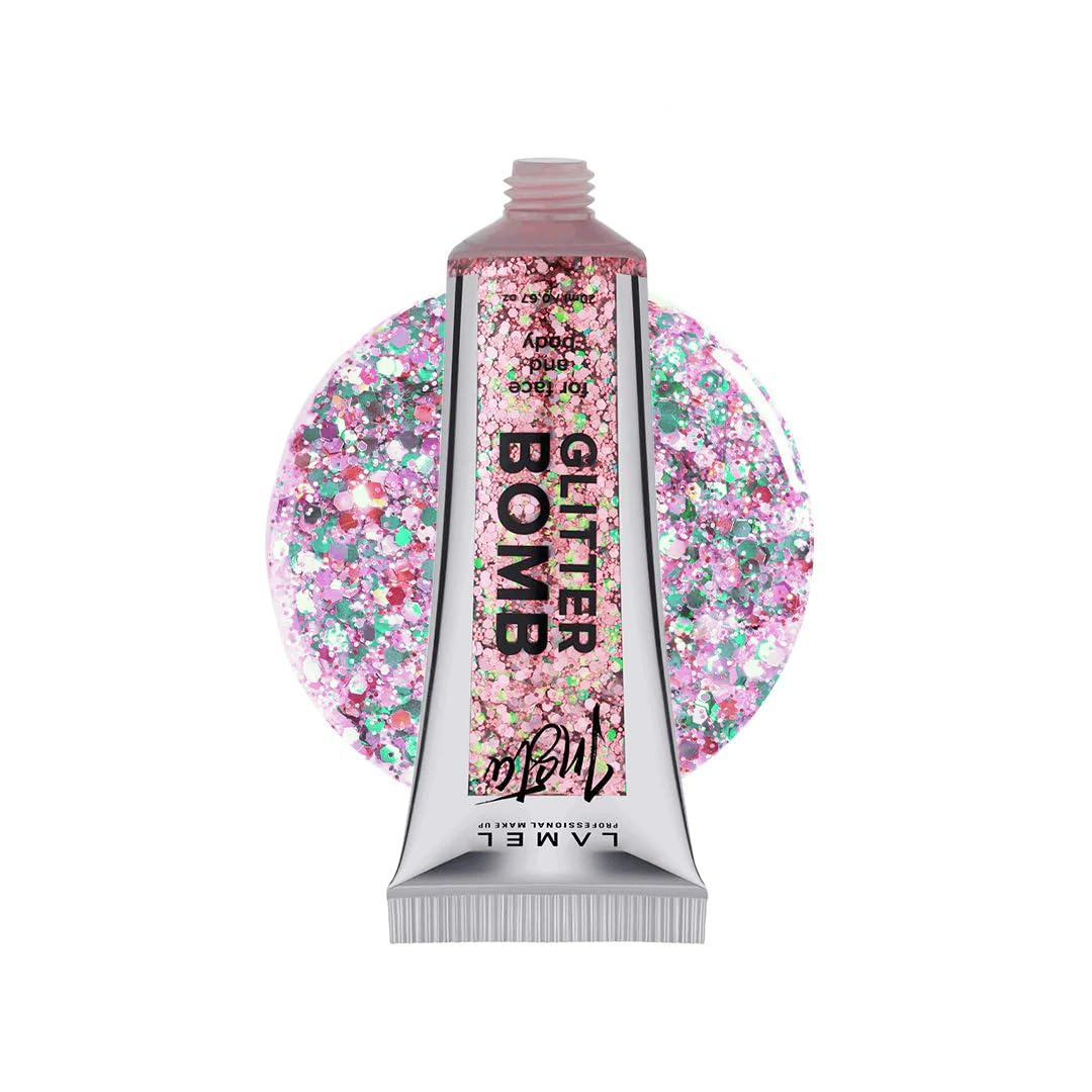 Lamel- INSTA Glitter Bomb №403-Pink | Suitable for face and body | Long Lasting wear| shiny accent to makeup | Available 3 different fashionable shades | Effortless and even application | 20ml - Image 3 thumbnail