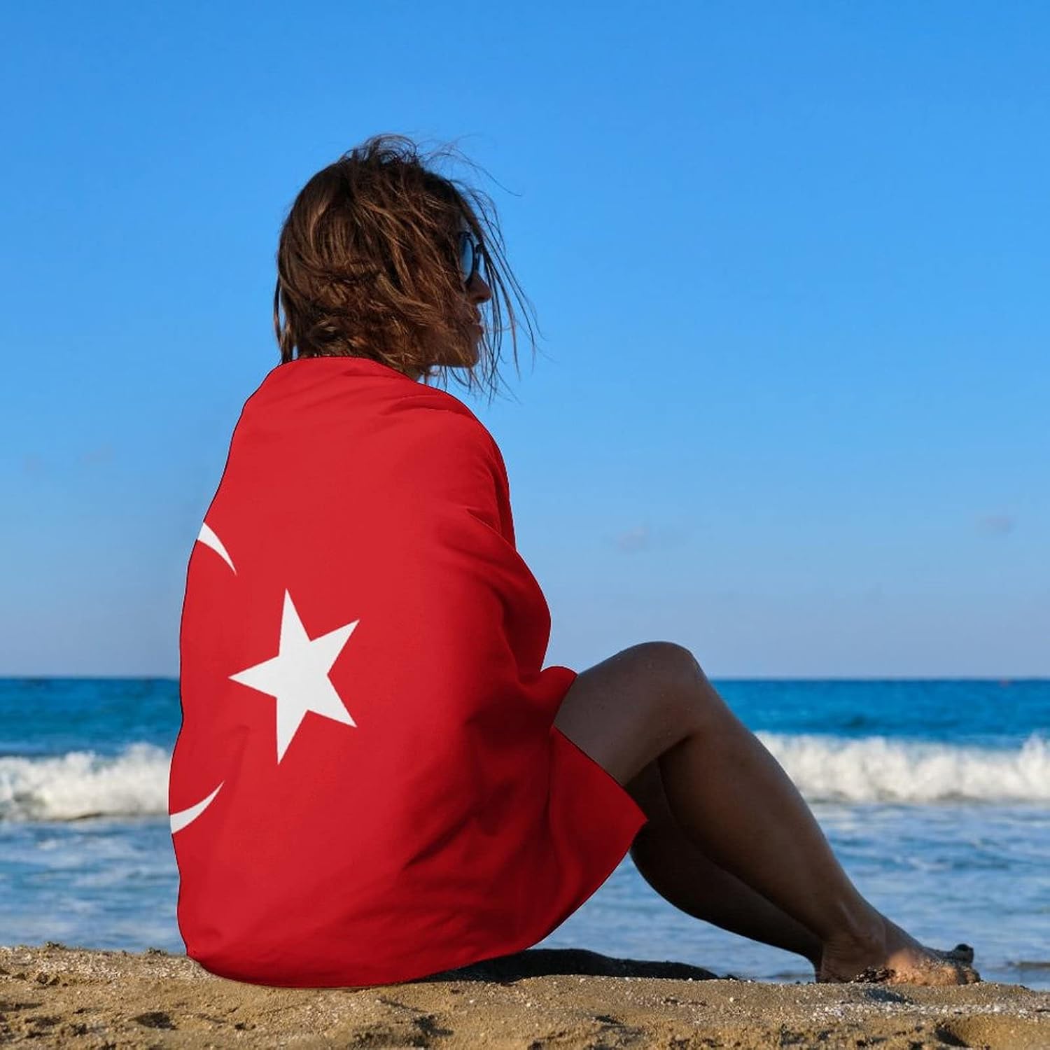 Calculay Turkey Flag Beach Towel-Quick Dry Super Absorbent Soft Bath Towel for Swimming/Camping/Beach/Yoga/Gym/Travel Sports Gym TowelOne Size