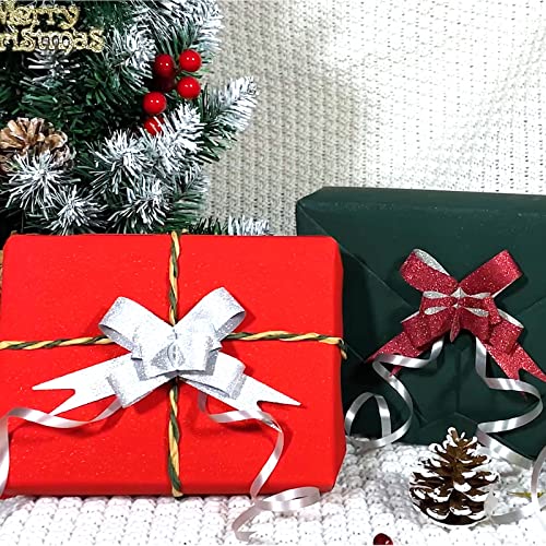 100 PCS Glittering Pull Bows Gift Knot Ribbon Strings for Christmas Decoration, Gift Wrapping, Glittering Colors, 1.8 x 37cm