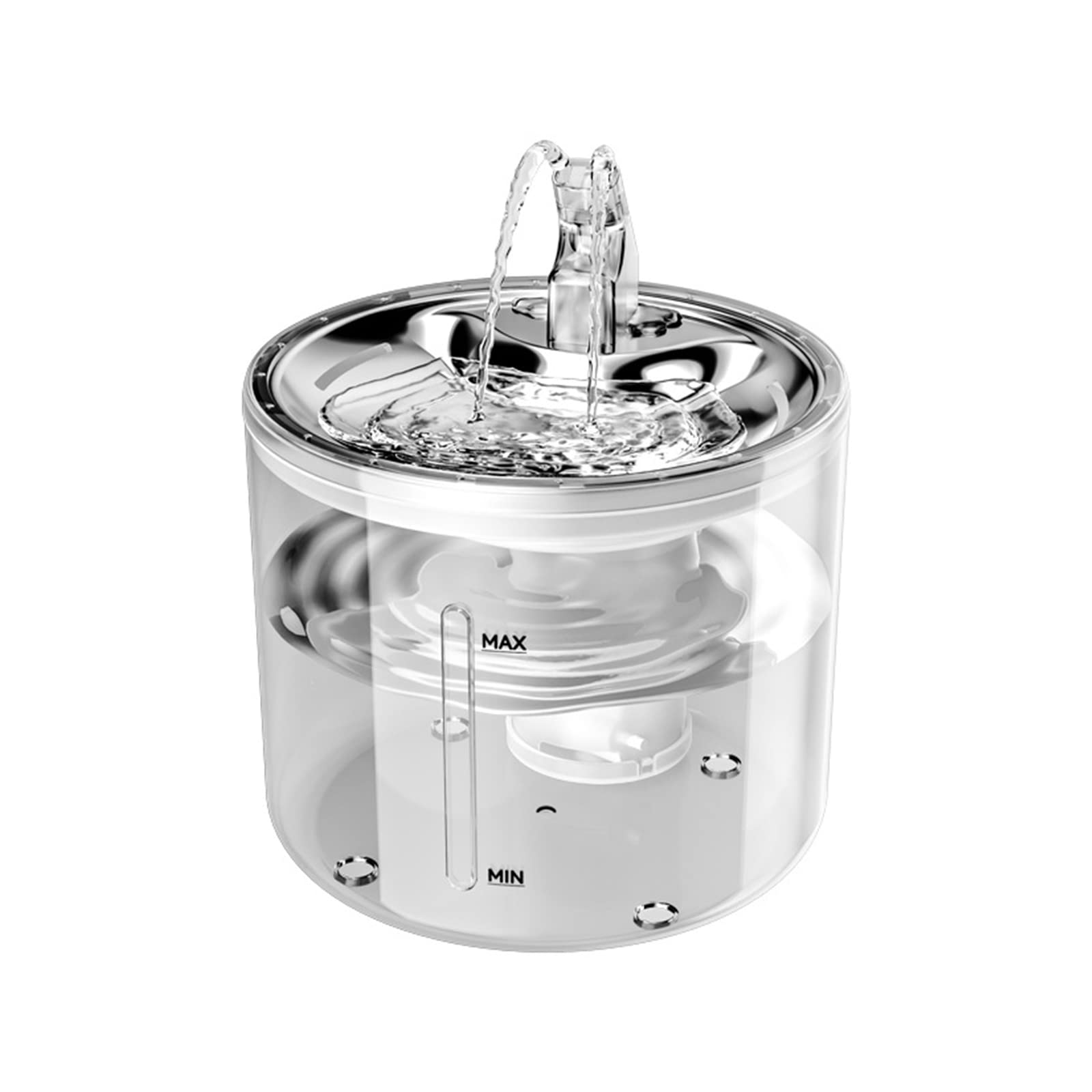 Fuente para Gatos de Acero Inoxidable, Fuente de Agua para Perros, Mascotas, dispensador de Agua supersilencioso con Cuatro Sistemas de filtrado/Ventana de visión/Puerto USB
