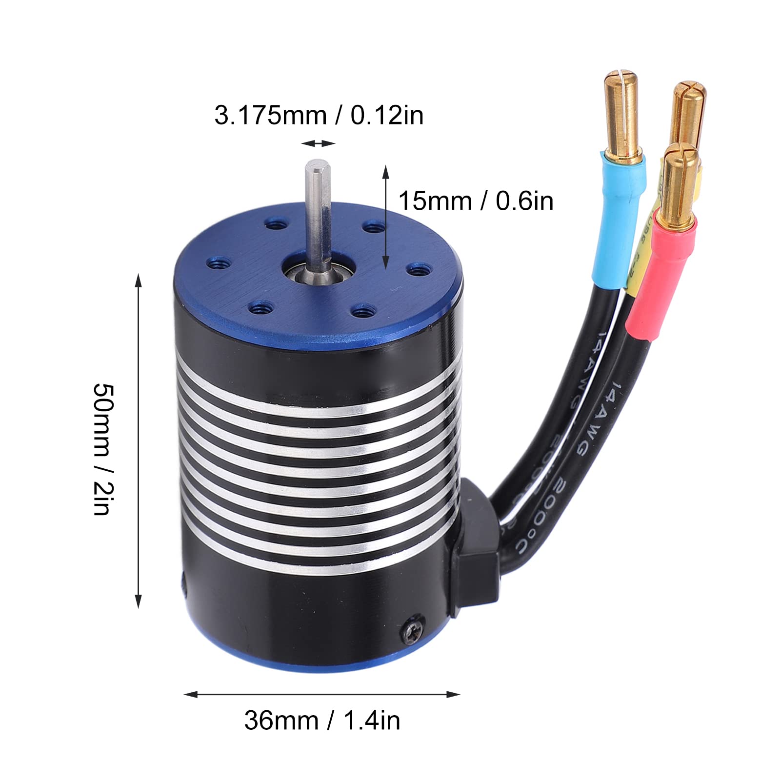 Lybunair 3650 3500KV Impermeable Sensorless Brushless Motor for 1/10 RC Car Replacement