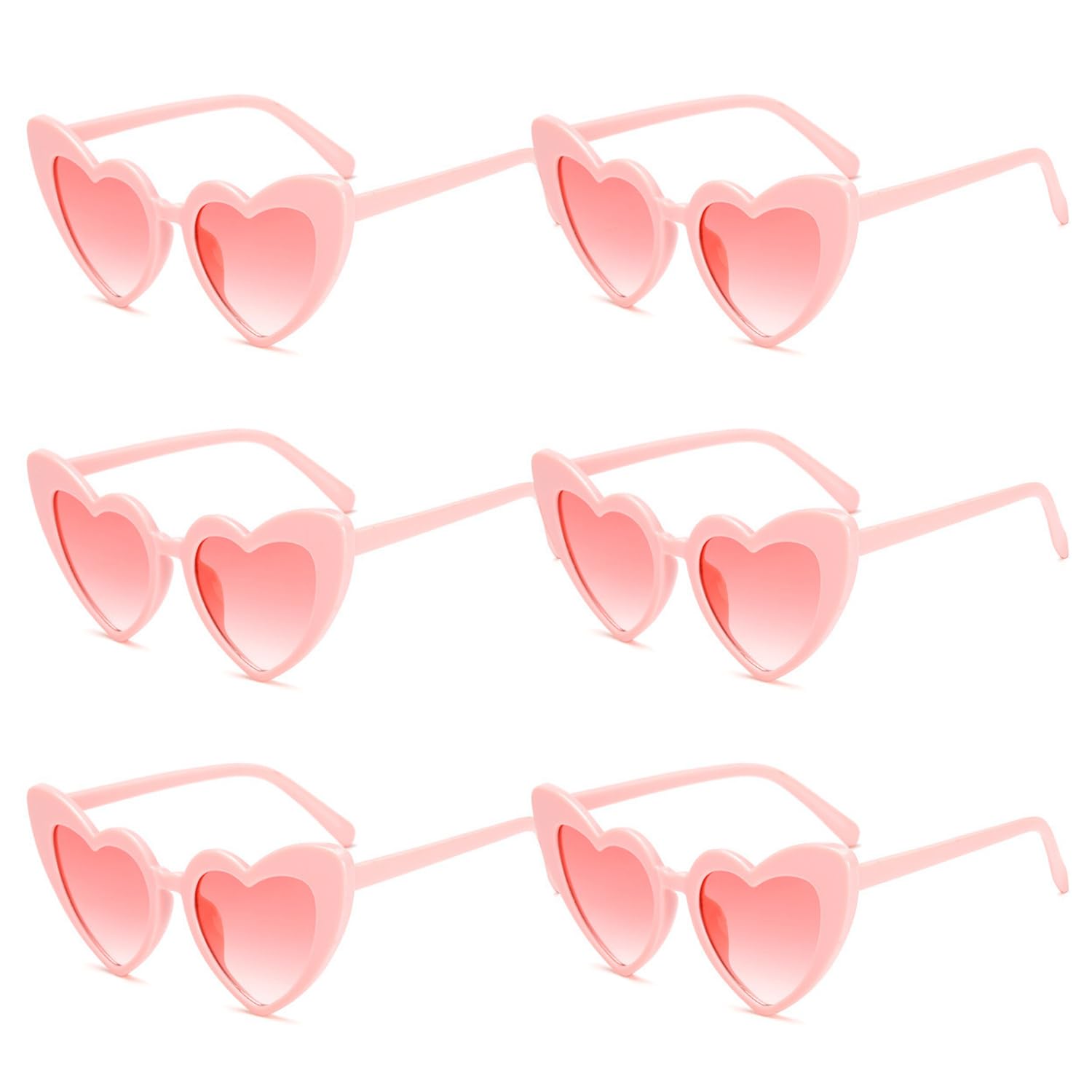 TAFACE 6pcs Lunettes De Soleil Coeur Rose, Lunettes De Soleil Vinta