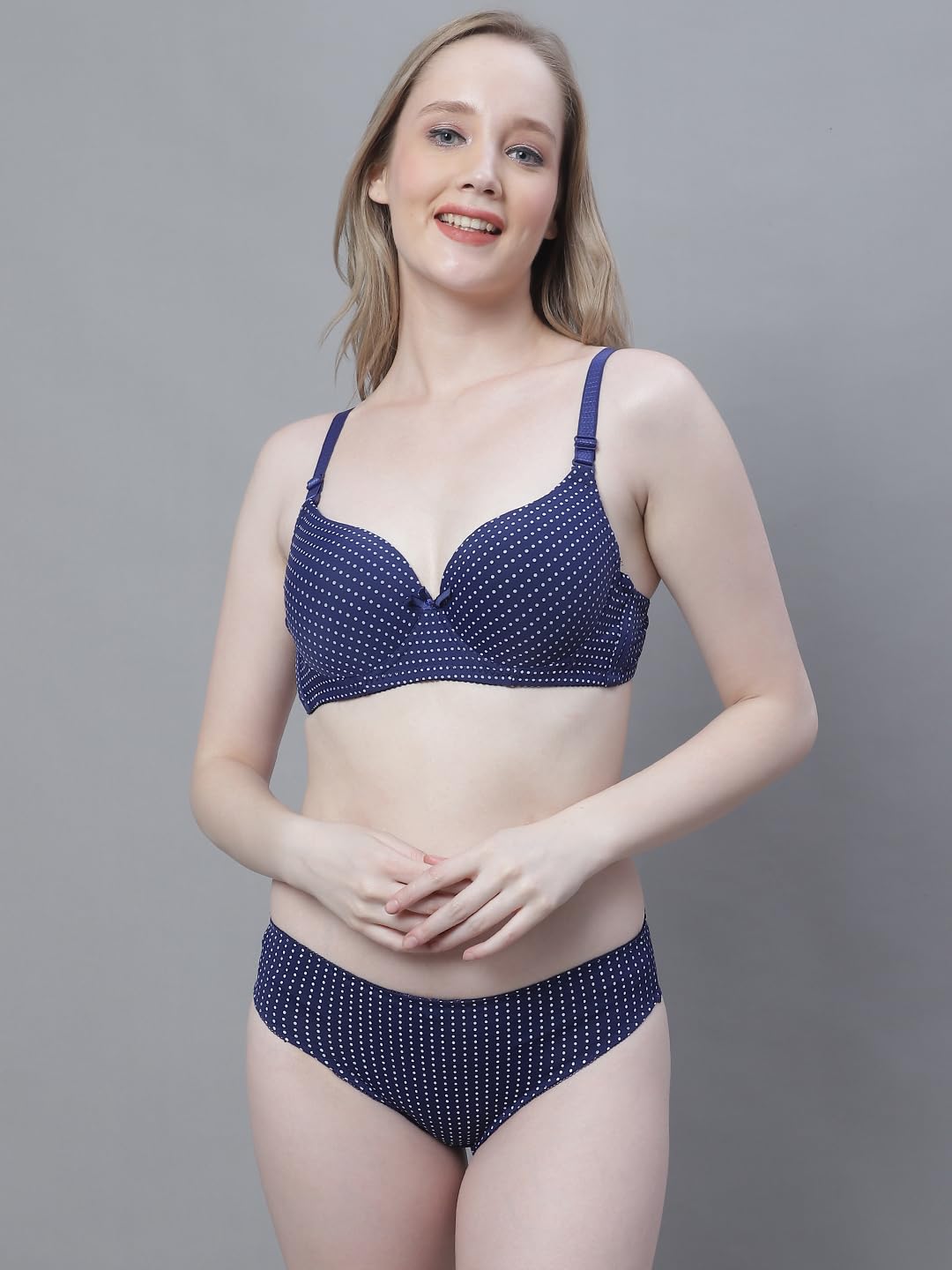 Cotton Blend Bra Panty Set for Women_BZ_PC-SET-6093-BLU-DOT-34B Multicolour-picture-11