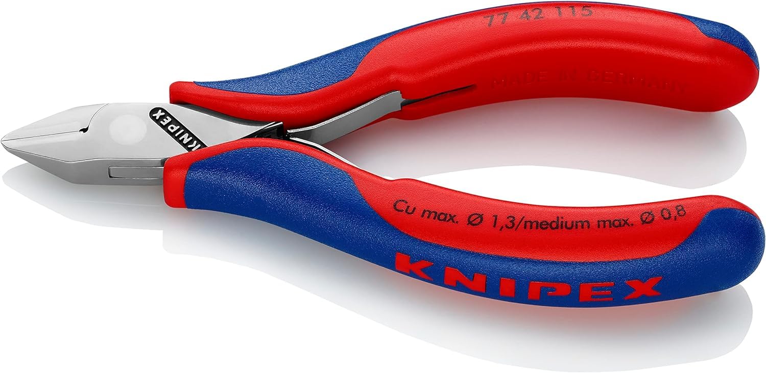 KNIPEX Szczypce tnące boczne dla elektroników ze złączem wsuwkowym z osłonkami wielokomponentowymi 115 mm, 77 42 115