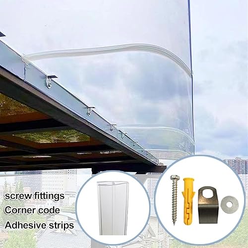 Miniatura 2 de Toldo para puerta de patio, toldo de policarbonato para ventana, cubierta de refugio de lluvia transparente, protección para techo