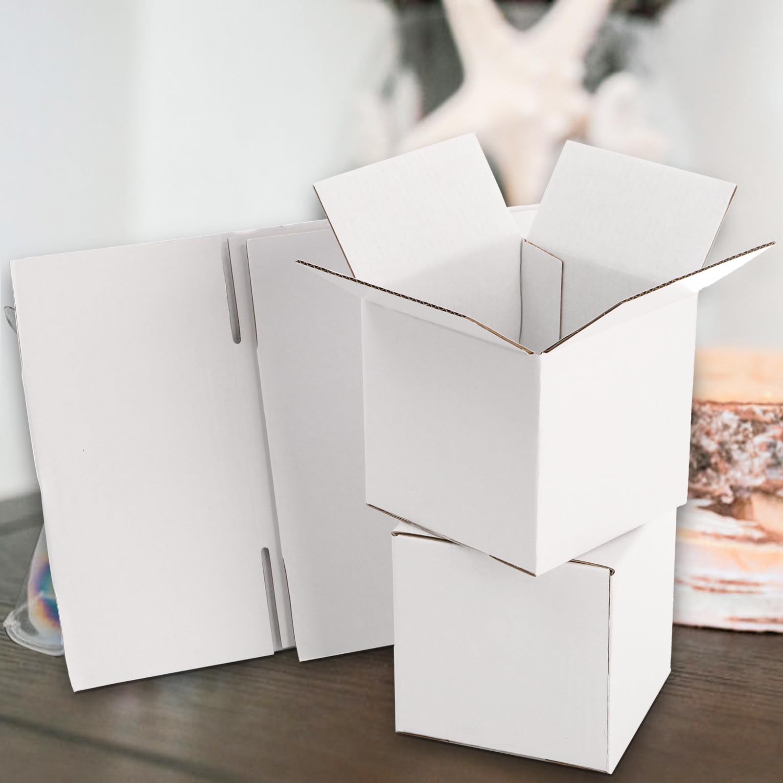 Peohud 40 Stück Kleine Versandkartons,10x10x10cm Weiß Schachtel aus Wellpappkartons,Versandbox für Versand, Verpackungsaufbewahrung, Geschenkbox, wiederverwertbar