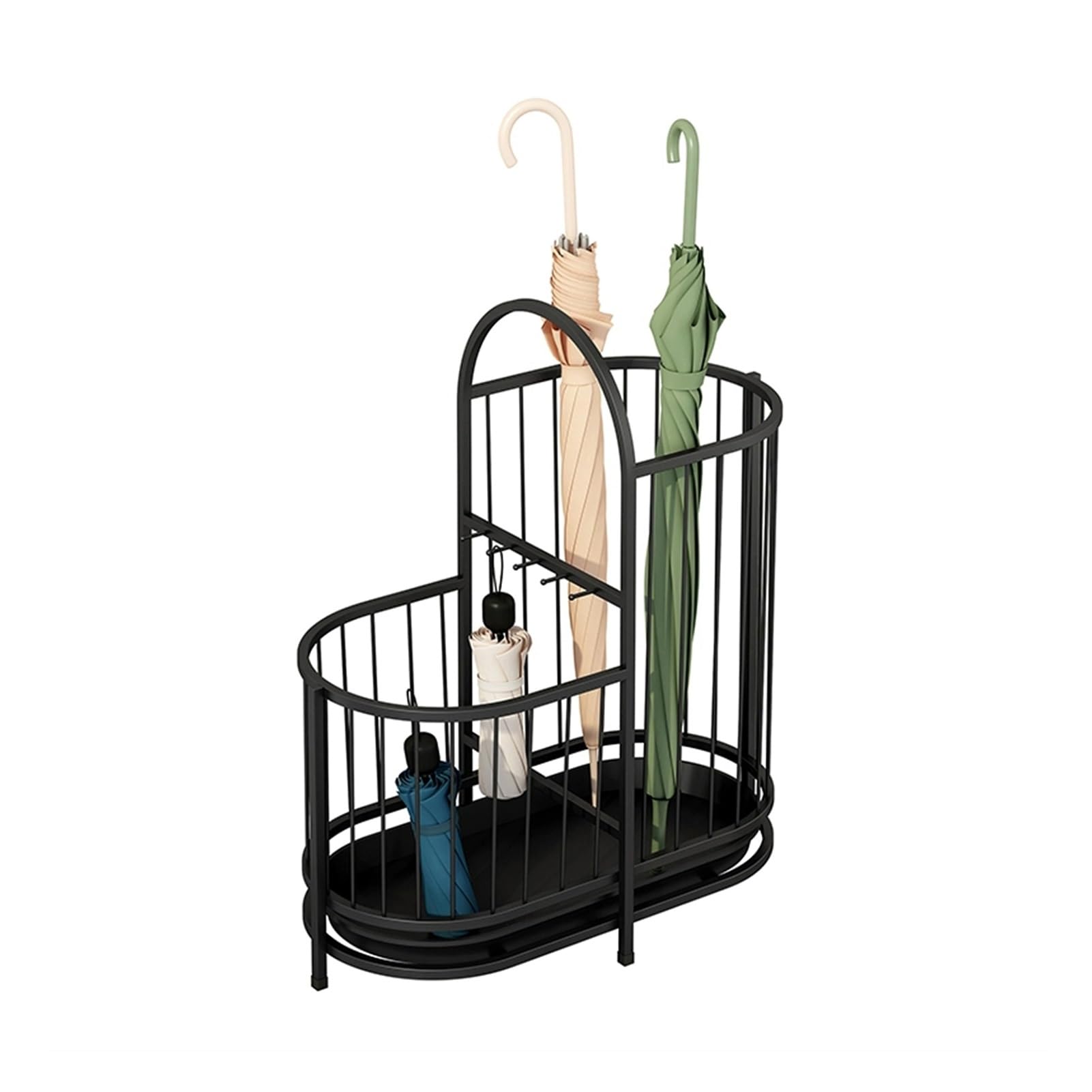Umbrella Stand For Entrance, Stand For Iron Canes, Umbrella Storage Organizer With Removable Drip Tray, for Home, Office, Hotel and Store (Black, 32 x 22 x 50 cm)
