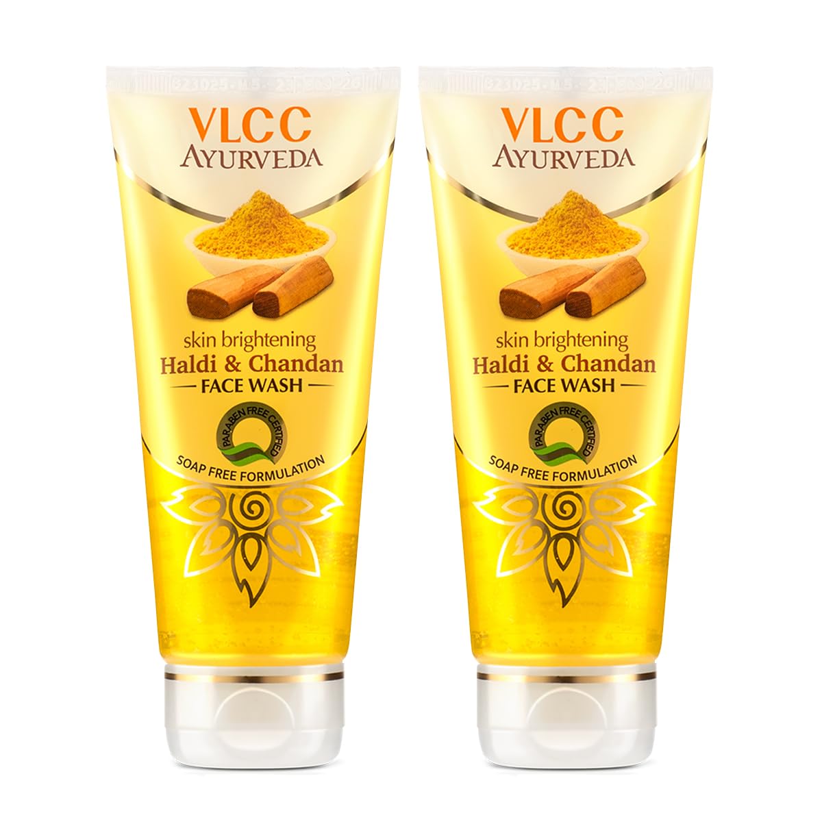 VLCC Ayurveda Skin Brightening Haldi & Chandan Face Wash - 100ml X 2 - For Skin Brightening | Paraben & Colorant Free | Chamomile Oil, Yastimadhu & Haridra Extract