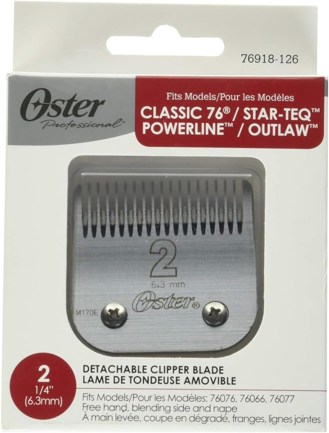 Professional 76918-126 Replacement Blade, Classic 76/Star-Teq/Power-Teq Clippers, Size #2, 1/4" (6.3 mm)