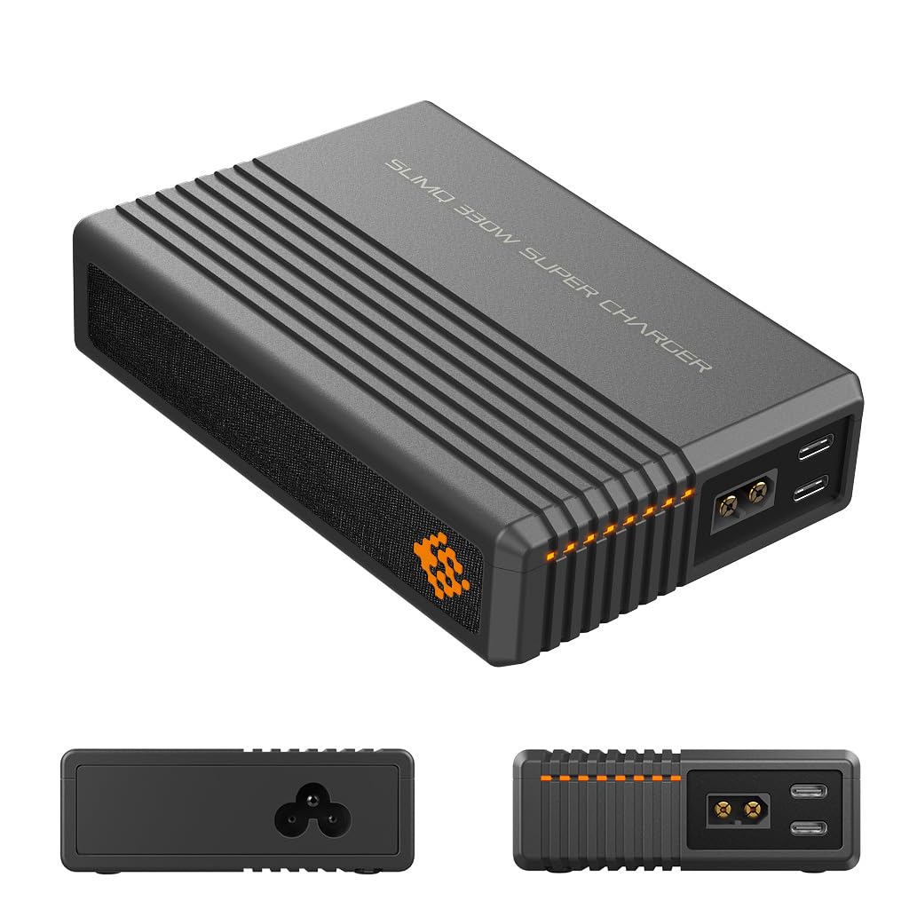 𝗦𝗹𝗶𝗺𝗤 Universeller Multifunktional Netzteil Gaming-Laptops Ladegerät, 330W, 20V, 16,5A, mit 1 DC und 2 Typ-C-Anschlüssen, kompatibel mit Dell MSI Lenovo HP Razer Asus Acer (Ohne DC-Adapter)