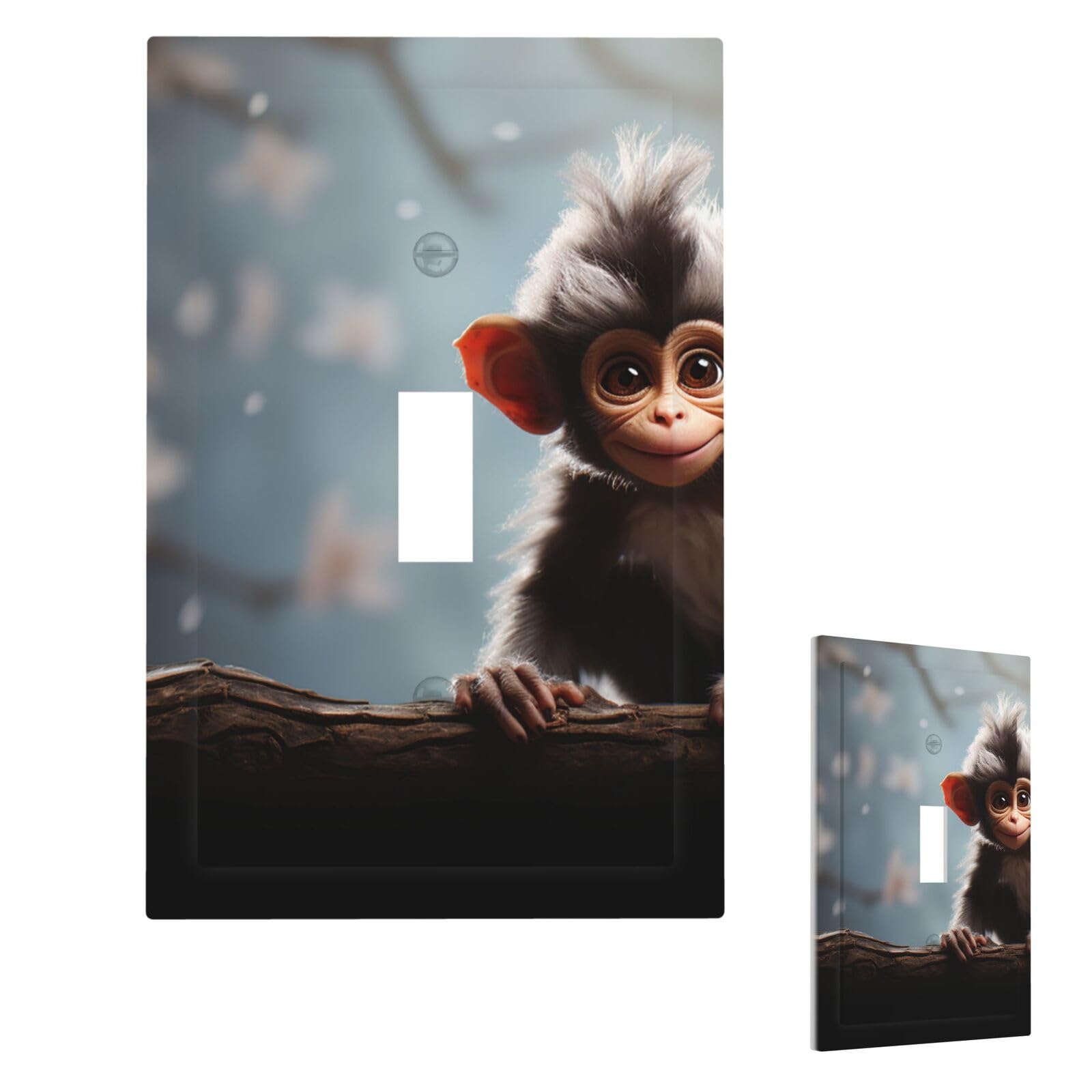 Cute Monkey Wall Plate Cover Single Toggle, Modern Decorative Light Switch Cover Unbreakable Receptacle Outlet Covers for Living Room Bedroom Decor