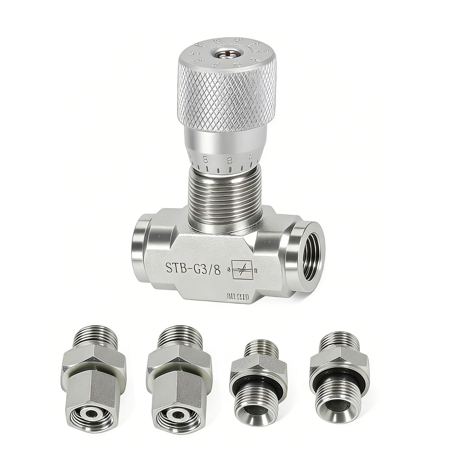 Naroote Vanne de Contrôle de Débit Hydraulique STB G3/8 L08, Adaptée pour Mini-pelle Série STB 0,8 ​​à 2 Tonnes avec Connexion M14, Contrôle de Vitesse de Cylindre Bidirectionnel