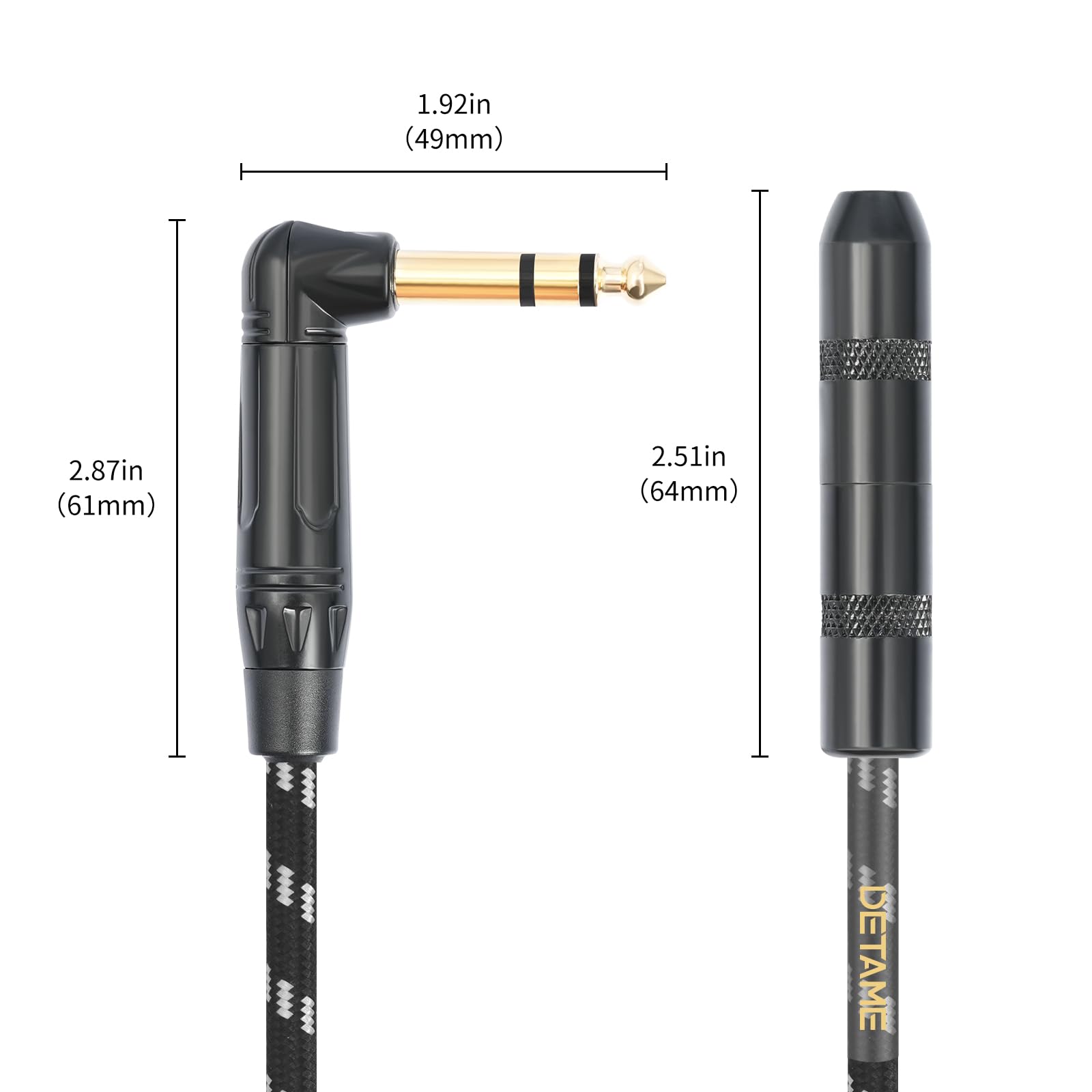 Audiokabel, rechtwinklig, 6,35 mm, TRS-Stereo-Stecker auf Buchse, High-End-Audiokabel, 6,35 mm Stereo-Stecker auf 1/4-Zoll-Buchse, Kopfhörer-Gitarren-Verlängerungskabel, 3 m