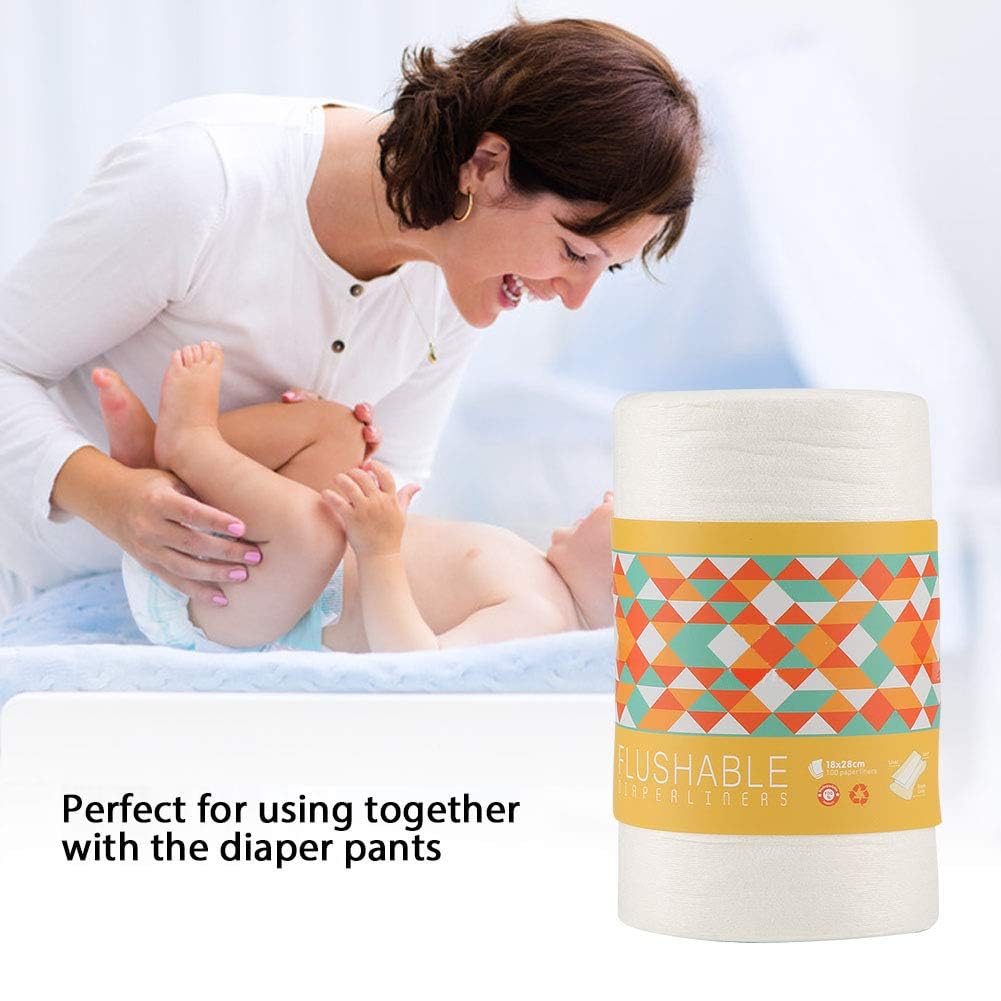 Doublures de Couches Jetables en Fiber de Bambou pour bébé, 100 Pièces/rouleau, Lingettes Humides pour Utilisation à Long Terme pour Couches et Pantalons
