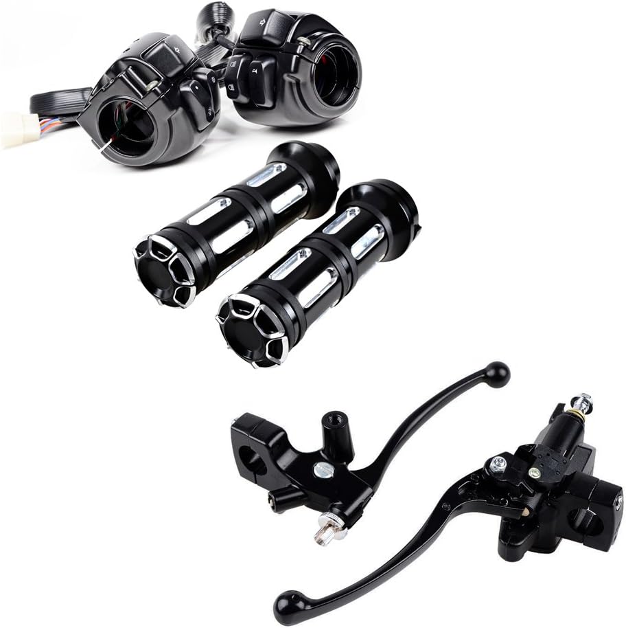 Anzio 1" CNC Handlebar Hand Grips + Control Switch + Clutch