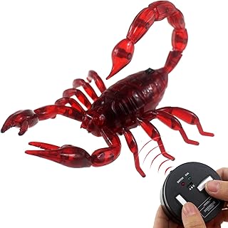 Tipmant Simulation RC Scorpion Remote Control Animal Vehicle Car Electric Scary Trick Prank Toy Halloween Kids Gift (Red)