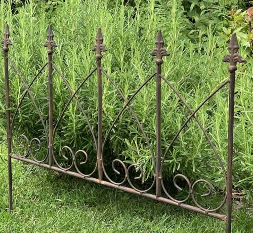 Beetzaun Metall Zum Stecken Beeteinfassung Beetumrandung Antik-Stil Braun 62cm