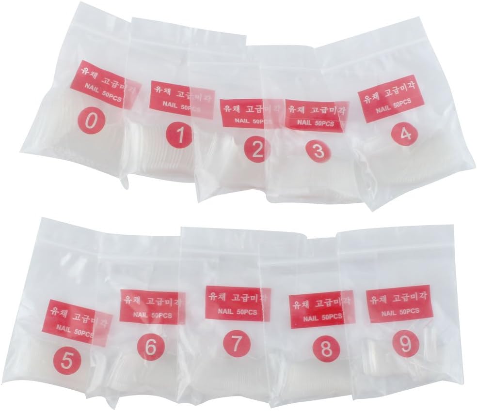 Ruilogod Plastic Artificial False Fingernail Full Cover Nail Tips Beauty Tool 500 in 1 Clear (id: 443 bc6 bce 402 ae8