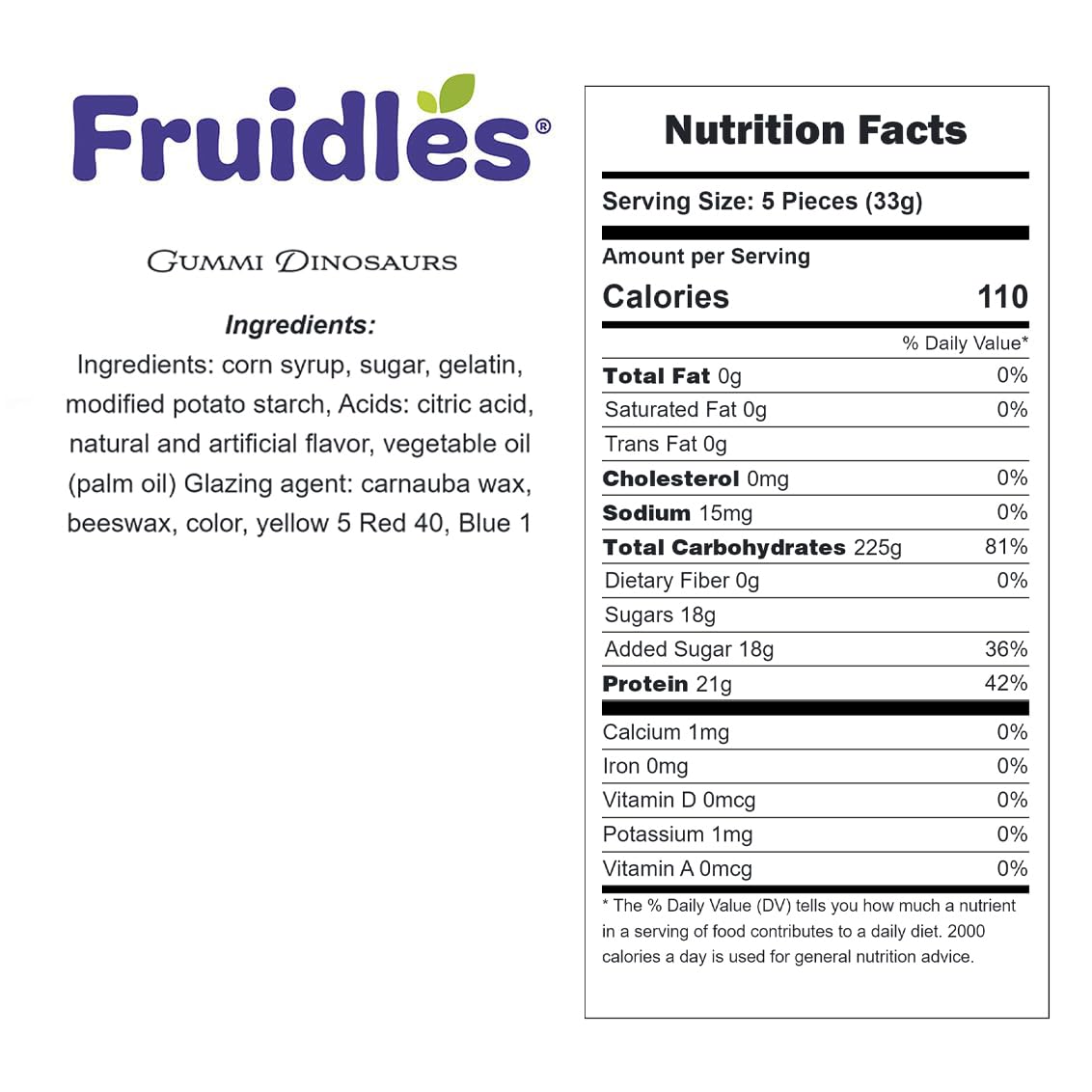 Fruidles Dinosaur Gummi Candy, Delicious Fruit Flavors Gummies (2.2 Pounds)