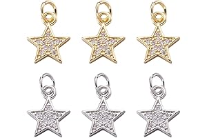 Kissitty 20PCS Cubic Zirconia Star Charms Pendants