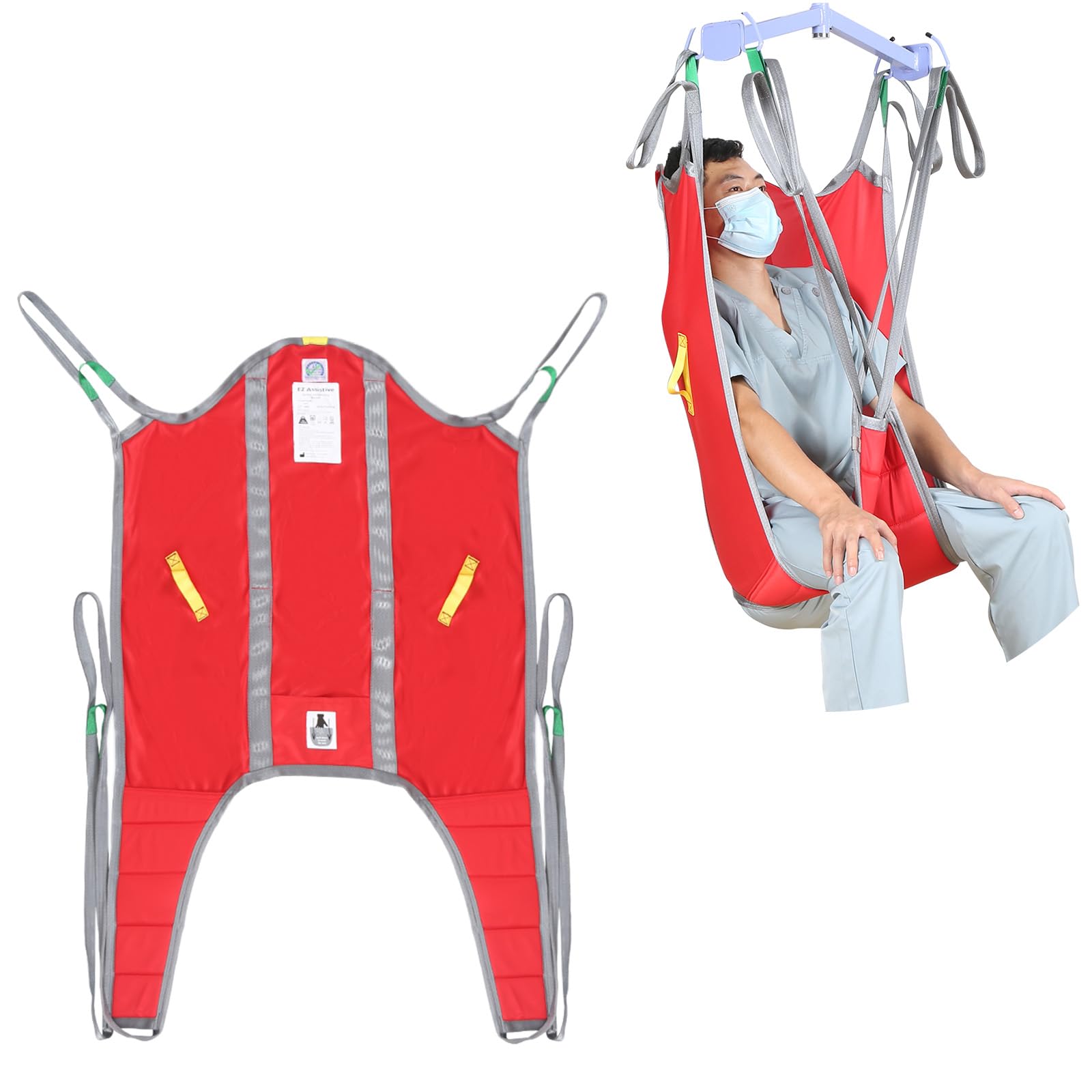 EZ Assistive Hoyer - Eslinga de elevación con respaldo alto para el baño, correa de elevación del paciente con pierna dividida en U para cabestrillo de transferencia, 500 libras (mediano)