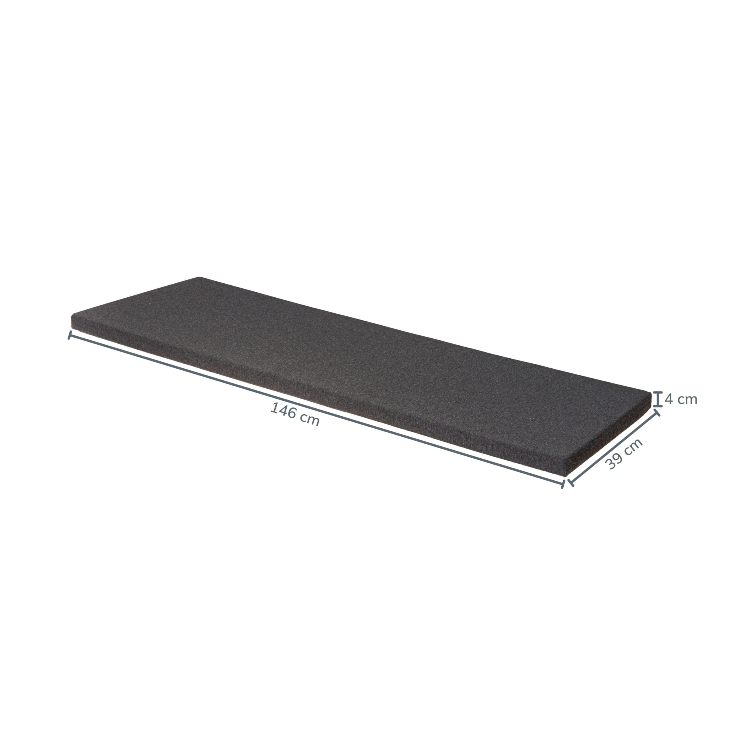 Sitzauflage Kallax Regal | Sitzpolster | Polsterauflage | Sitzkissen fürs 4er Kallax | Auflage für Sideboard als Sitzbank | Unempfindlicher Stoffbezug | 146 x 39 x 4 cm | Dunkelgrau, Anthrazit