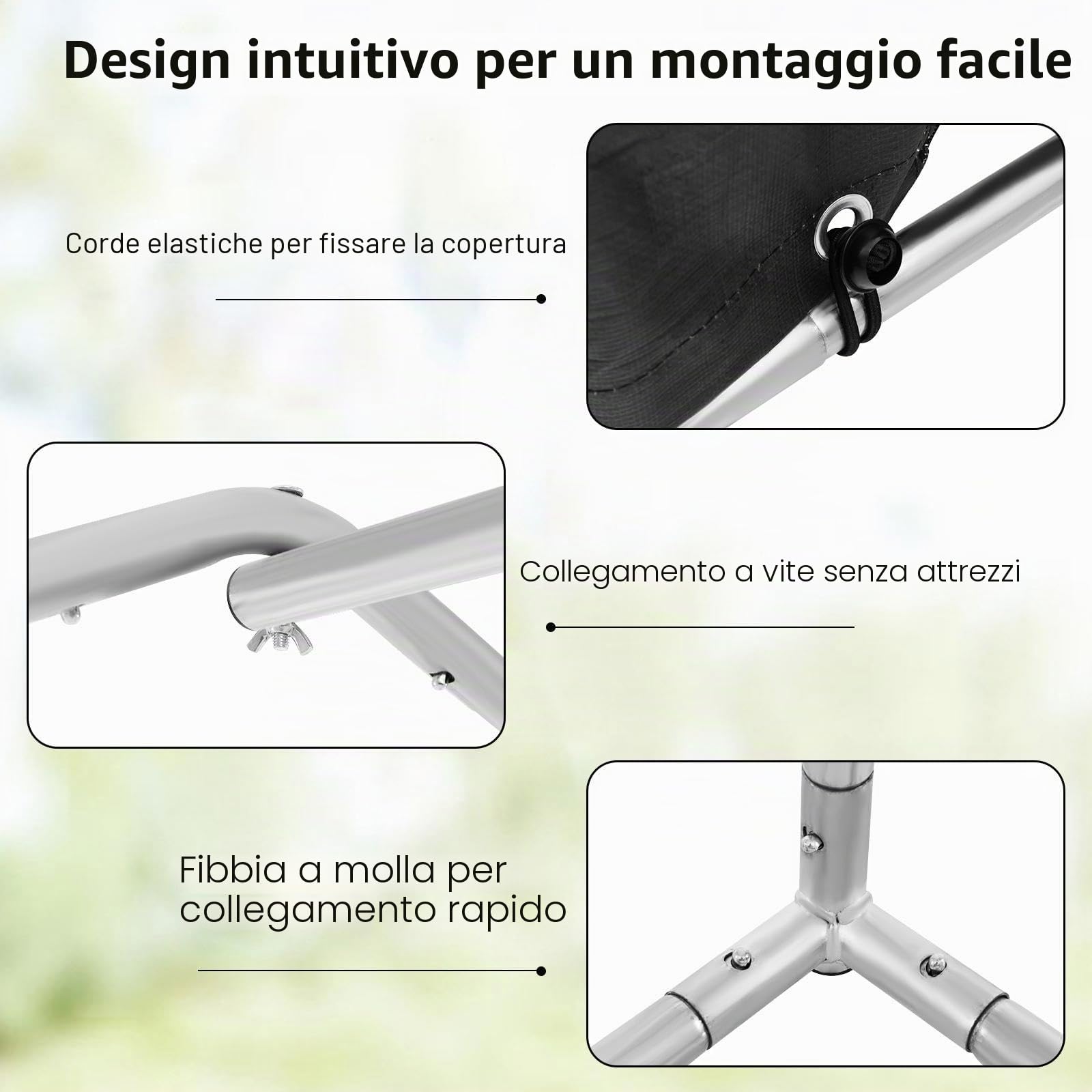 SOARS Capanno da Giardino 218 X 160 X 164 CM, Tenda Garage per Bici Moto Attrezzi, con Copertura en PE Impermeabile, Porta con Cerniera, Telaio in Metallo, Picchetti, per Esterno (Grigio Scuro)