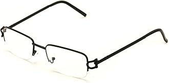 V.W.E. Rectangular Frame Clear Lens Designer Half Rim Eyeglasses Metal Glasses