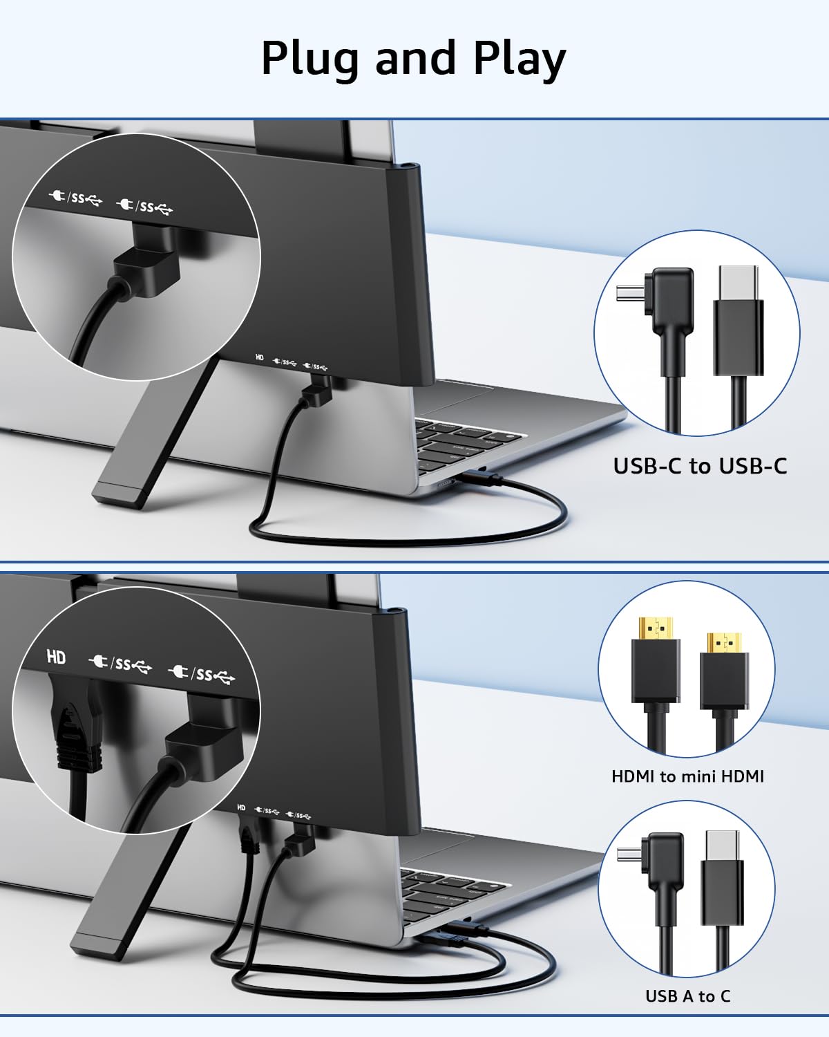 Yodoit Laptop Screen Extender, monitor da viaggio FHD da 14" con risoluzione 1920×1080, porta USB Type C e altoparlanti integrati, compatibile con PC, MacBook, Xbox