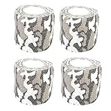 AIRSOFTPEAK Camouflage Wrap Tape, 4 Rolls 15Ft Outdoor Military Protective Camouflage Self-Adhesive Camo Fabric Wrap Tape for Firearms, Rifles, Flashlights, Knife, Bicycle, Snow Camo