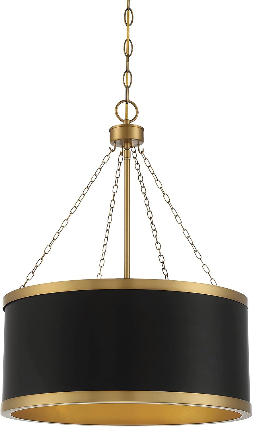 Savoy House 7-188-6-143 Delphi Modern Metal Drum Pendant, 6-Light 360 Total Watts, 25" H x 19" W, Black & Warm Brass