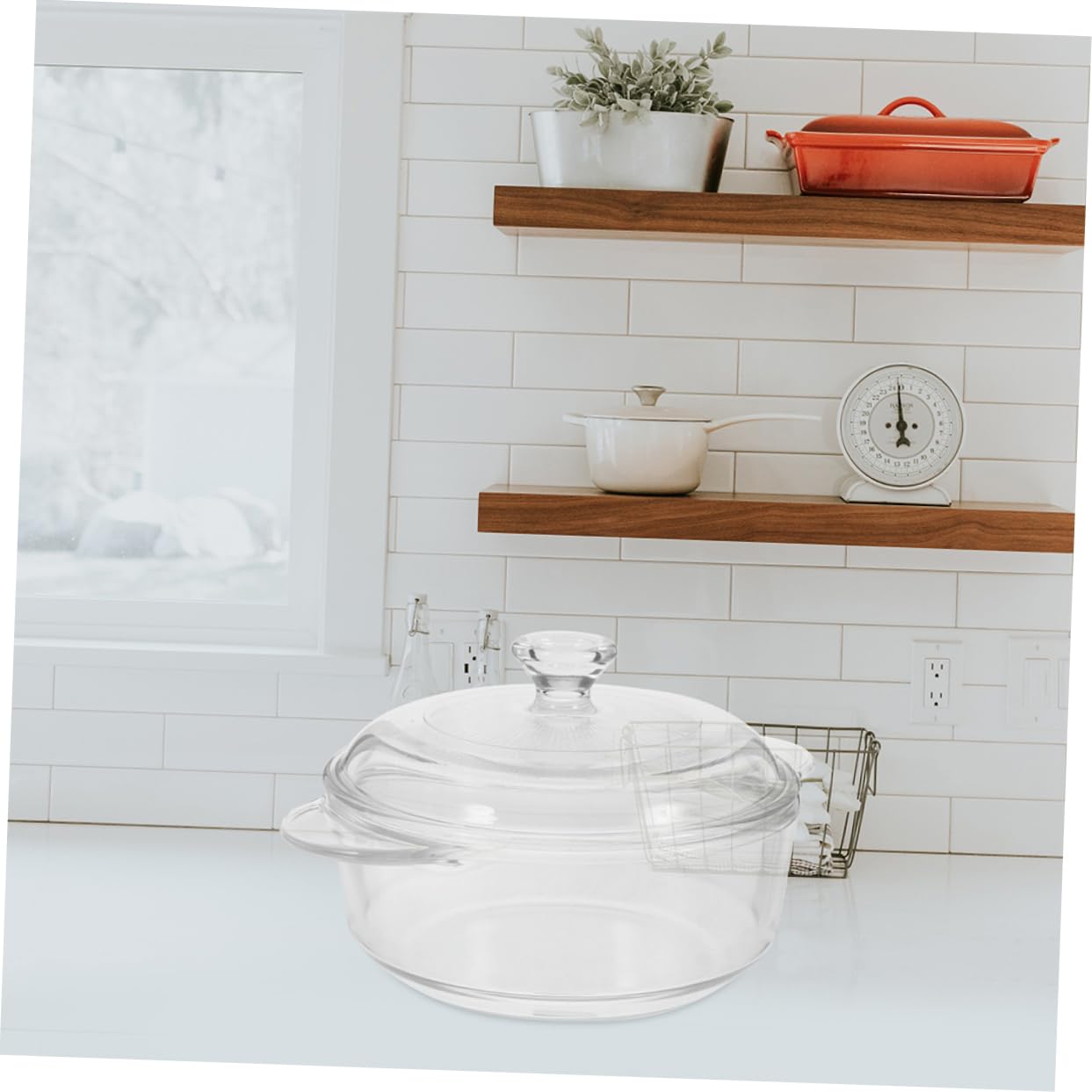 Cuenco de Vidrio Resistente al Calor de 1.7l con Tapa, Fácil de Limpiar y Apilable para Guardar Alimentos y Servir Ensaladas en Casa