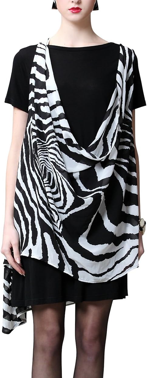 YIZHIYU Women Two-Piece Peplum Chiffon Short Sleeve Top Party Blouse Dress Black