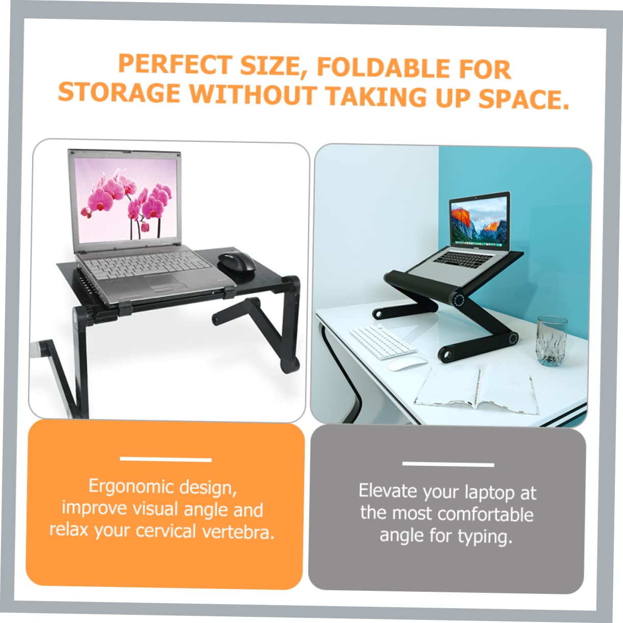 EXCEART Foldable Bed Laptop Desk Ergonomic Design Portable Study Table with Heat Dissipation Height for Home and Dormitory Use