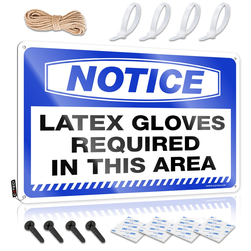 Fzfn Colour Home Gym Decor Ideas Art - Notice Latex Gloves Required In This Area Indie Metal Wall Art Ready To Hang For Saloon(30X40cm)