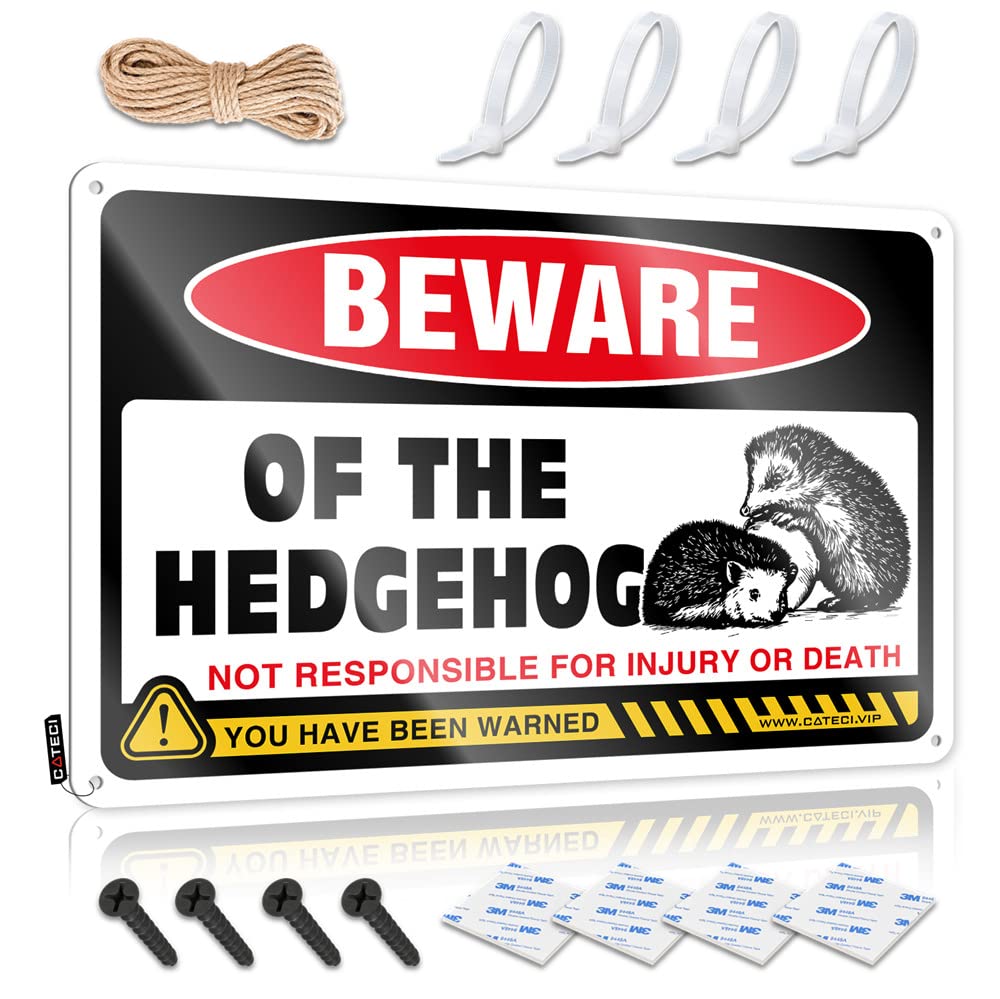 Fzfn Colour Beware Of Hedgehog Matal Sign Funny | Indie Accessory Decorative Wall Art(30X40cm)