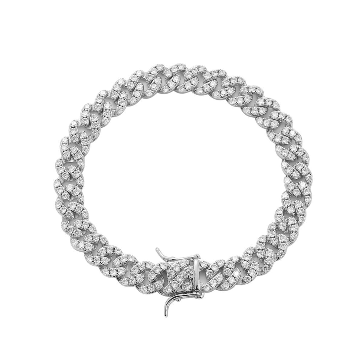 Pulsera de Tenis Pulsera de Mujer Tres circón Cadena Cubana Plata Señoras Infinito Pulsera Cristal Señoras Pulsera Regalo de Damas Deslumbrante de Alta Gama (Zirconio Blanco Plateado de 8 Pulgadas)
