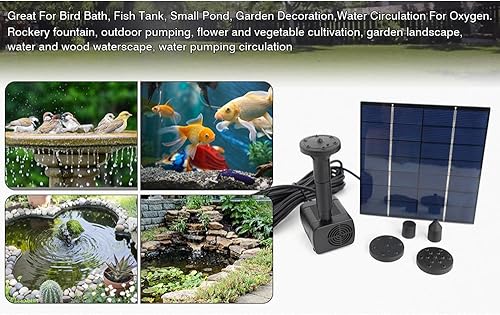 Miniatura 7 de Riloer Bomba de estanque solar, 7 V, 1,4 W, 180 LH, panel solar, bomba de agua, jardín, piscina, estanque, fuente de acuario, sin escobillas,