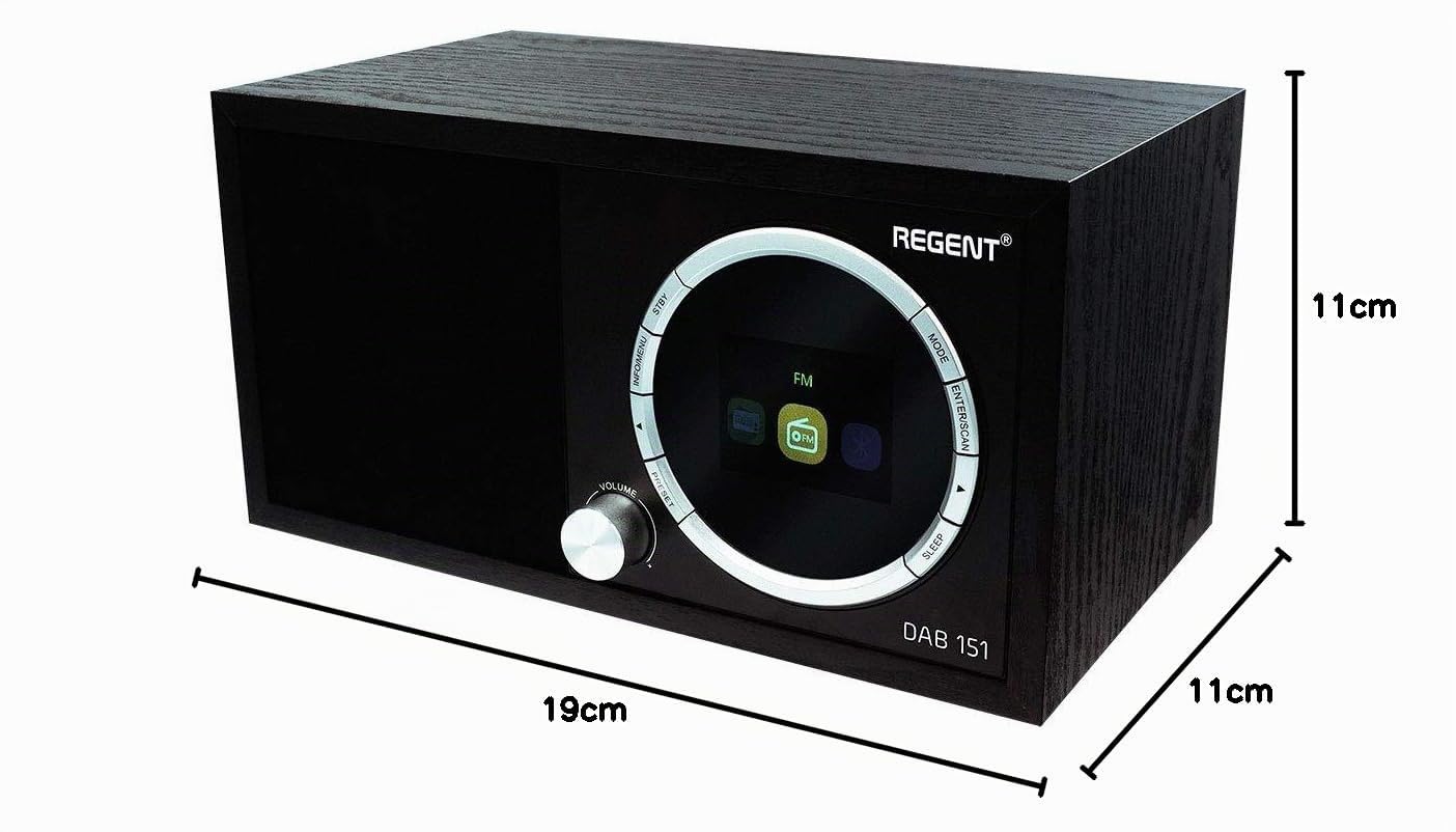 Regent DAB151 – Radio portátil Dab+/FM Bluetooth, Despertador Dab+, Recargable (Corriente/baterías), sintonizador Digital, diseño Compacto